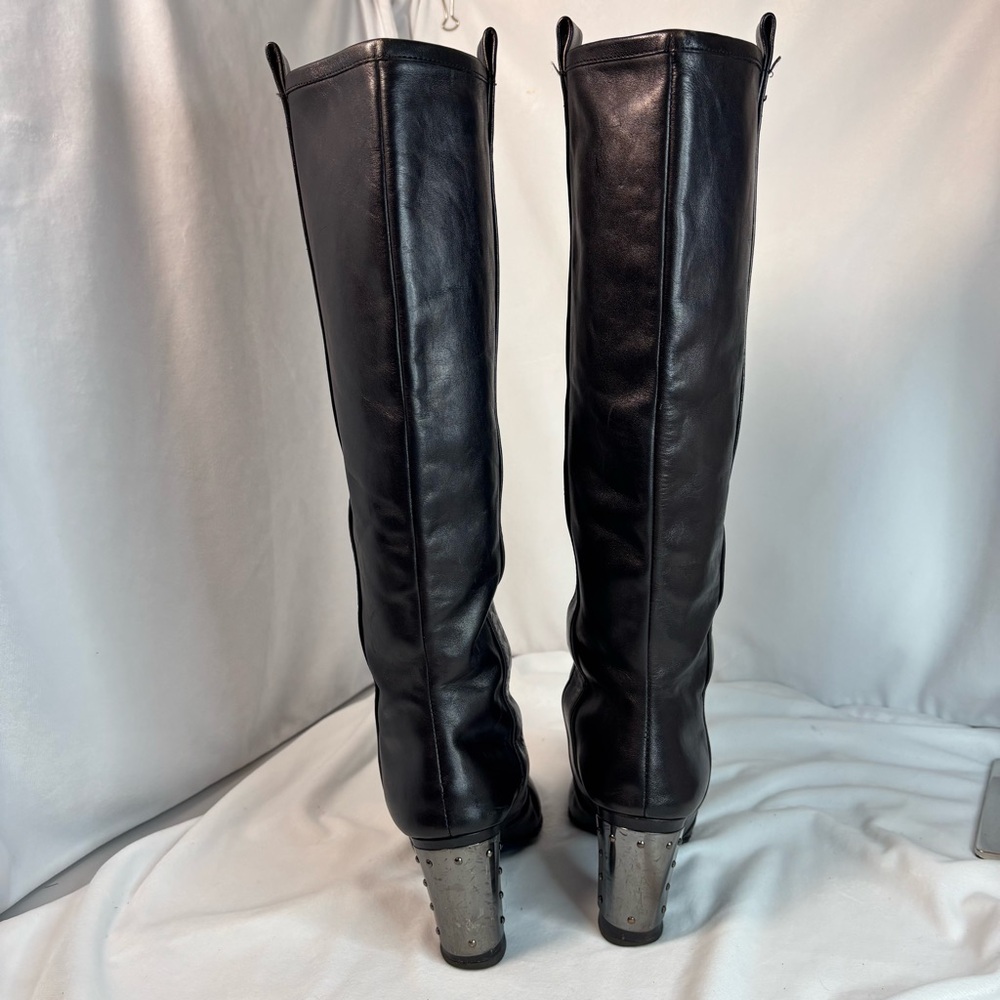Rare REBECCA MINKOFF Sari Leather Black Leather Boots Sz 5 - Picture 6 of 11